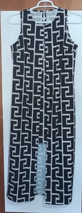 Abito smanicato shein donna tg M 6 bianco e nero chic a strati chic grafica setosa fluida - Foto 1 di 12