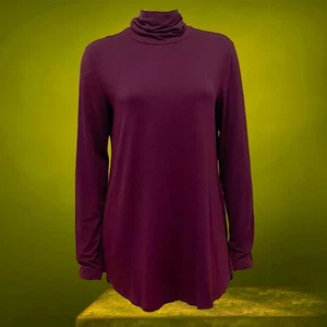 Rollkragen Top Dunkel Burgund Strick Joan Vass Neu Etikett Langarm Medium Schön - Bild 1 von 9