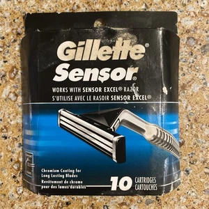 GILLETTE SENSOR MEN'S REFILL RAZOR BLADES - 10 CARTRIDGES - NEW SEALED, -READ- - Picture 1 of 3