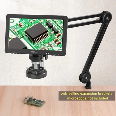 TOMLOV DM9 Mikroskop-Erweiterungsstativ,Auslegerarm-Ständer mit 144LED-Ringlicht