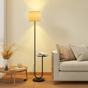 Stehleuchte Stehlampe mit Tisch LED Leselampe 8W Birne für Wohnzimmer E27 - Bild 1 von 6