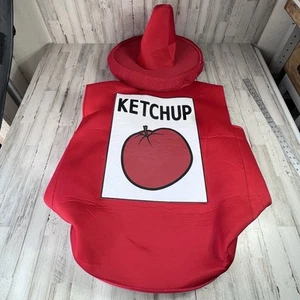 Ketchup Kostüm für Erwachsene mit Hut, Einheitsgröße ab 10 Jahren - Bild 1 von 15