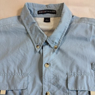 Port Authority Men’s S200 Explorer Fishing/Outdoor Shirt Light Blue Size L - Image 1 of 4