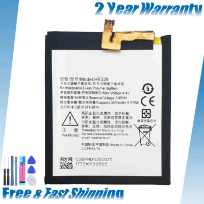 Batería de repuesto HE328 para Nokia 8 3030mAh con kit de herramientas gratuito 100% capacidad Foto 1 de 4