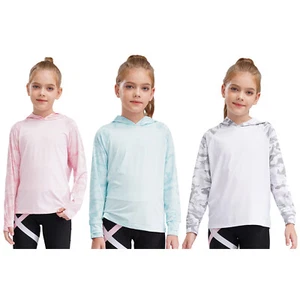 Kids Girls Top Camouflage Printed Hoodie Hooded T-shirt Lightweight Sweatshirt - Picture 1 of 49