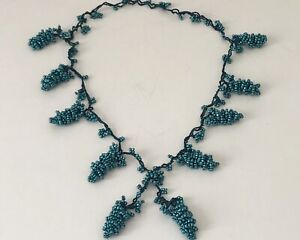 Short Bead Necklace, Boho Bracelet, Turkish Pendant, Beaded Crochet Hair Piece,