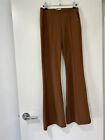 Ambika Pronto Moda Ponte Flare Leg Casual Pants Brown Size S Made In Italy