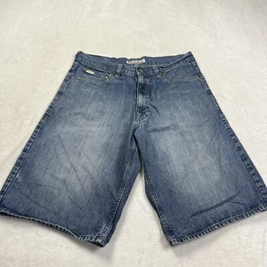 Ecko Unlimited Men's Size 34 Embroidered Denim Jean Baggy Jorts Shorts Blue - Picture 1 of 8