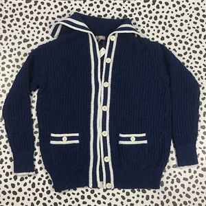 J.CREW FACTORY maglione cardigan donna blu navy testurizzato marinaio PICCOLO BZ484 - Foto 1 di 6