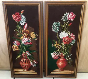 Arte enmarcado floral bordado vintage hecho a mano marrones tonos joyas ¡Encantador! - Imagen 1 de 10
