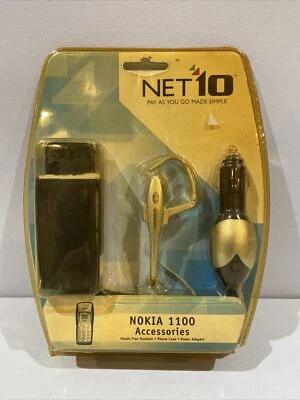 Vintage Net 10 Nokia 1100 Accessories Car Charger/Head Set/Case NEW OLD STOCK - Image 1 of 4