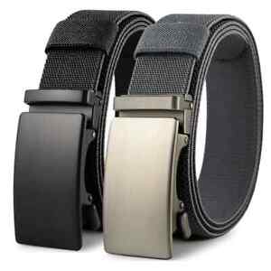 Golf elastic belt with metal automatic buckle, tough and elastic nylon waistband