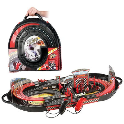 Playtastic Autorennbahn: Portable Rennbahn im Koffer - Komplett-Set mit 2 Autos - Bild 1 von 4