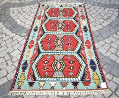 Alfombra Kilim de acrílico turco 44"" x 86"" acrílico anatolia fina calidad Foto 1 de 4