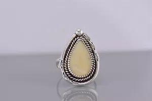 Anillo de banda de plata esterlina 28 mm lágrima madre perla 925 talla: 7,5 - Imagen 1 de 8