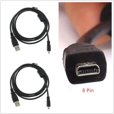 2X Mini cable USB de 8 pines para Nikon Coolpix FujiFilm Sony CyberShot Panasonic - Imagen 1 de 4