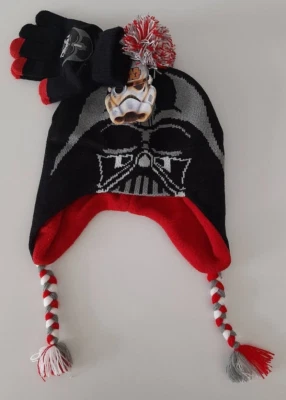 STAR WARS Darth Vader Knit Peruvian Cap Beanie & Mitten Set Toddler One Size - Image 1 of 4