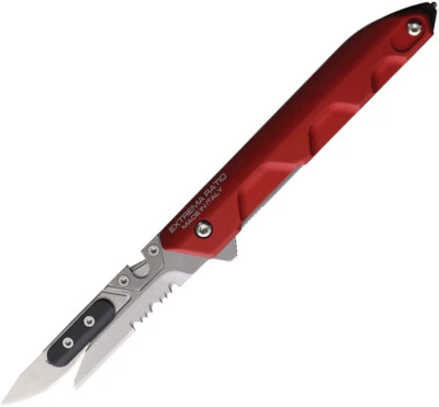 Cuchillo plegable Extrema Ratio Ferrum Rescue Linerlock rojo aluminio N690 0365SWRED Foto 1 de 4