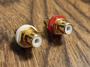 PAR DE ENCHUFES FONO RCA, montaje en chasis, chapado en oro. Descuento franqueo en múltiples - Imagen 1 de 5