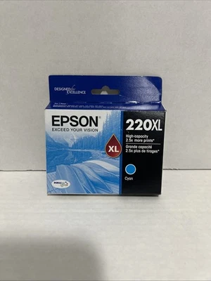 Epson 220XL Cyan Ink Cartridge Genuine T220XL220 Best Buy 7/23. Still Sealed. - Image 1 of 3