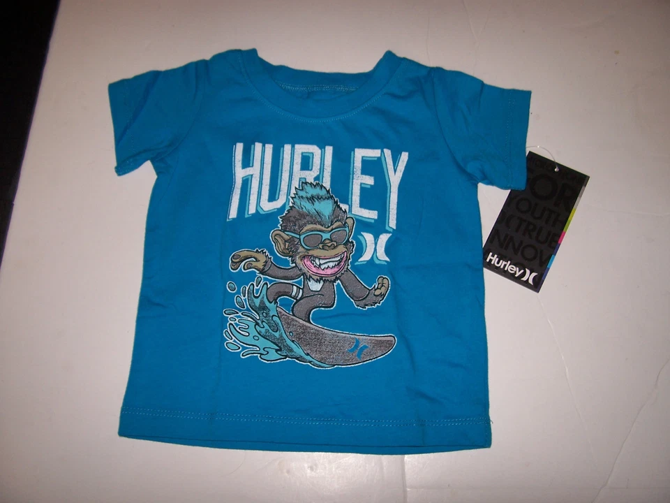 Nuevo Hurley Talla 12M 12 Meses Manga Corta Camiseta Niños Mono Azul Foto 1 de 1