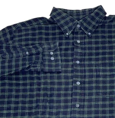 Camisa masculina flanela verde azul High Sierra grande xadrez botão para cima - Imagem 1 de 4