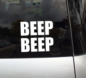 BEEP BEEP - 6 Inch Wide White Vinyl Decal - Picture 1 of 1
