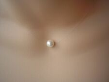  Single White Swarovski Pearl Floating Illusion Necklace on Transparent Cord