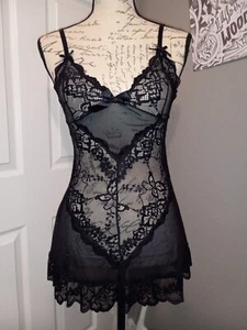 #059 NWOT Oh la la Cheri Woman's Dark Valentina Vixen Lace Baby Doll Size Large - Picture 1 of 14