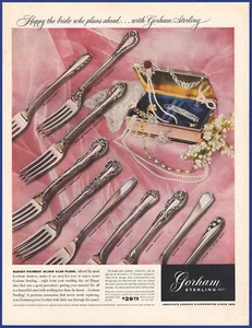 Vintage 1953 GORHAM Sterling Silver Dinnerware Ephemera 1950's Print Ad - Picture 1 of 1