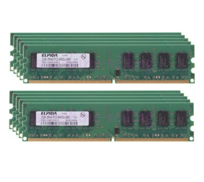 Elpida 20 GB 10X 2 GB DDR2 RAM 2Rx8 PC2-6400U 800MHz 240pin DIMM Desktop Memory - Image 1 of 4