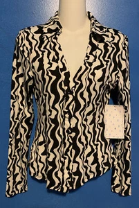 Sweet Rain Women Black & White Zebra Print Long Sleeve Blouse Size S - Bild 1 von 10