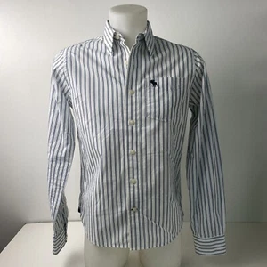 Abercrombie New York Boys XL 20" Chest Long Sleeve Striped Shirt Blue - Picture 1 of 23