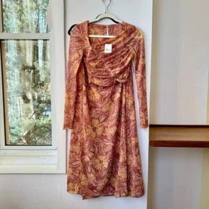 NWT Free People Supernova Set Two Piece Skirt Crop Top Long Sleeve Pink Orange - Picture 1 of 15