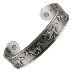 Chunky Copper with Pewter Finish Magnetic Bracelet/Bangle Wild Horses Design ... - Picture 1 of 9