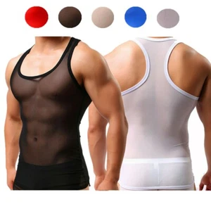 Sexy durchsichtiges Herren-Unterhemd Muscle Tank Top Weste Sport T-Shirt ärmellos - Bild 1 von 24