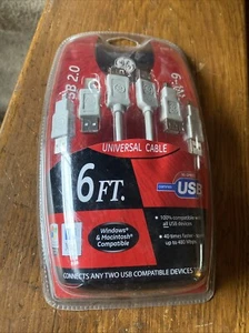 Genuine GE 97920 USB 6 in 1 universal cable 6 foot new 2.0 spec to 480 Mbps. M23 - Picture 1 of 1
