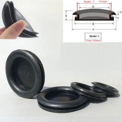 Black Blanking Grommets Rubber Grommet Closed Blind Plug Bung Bungs - 7mm-150mm - Image 1 of 4