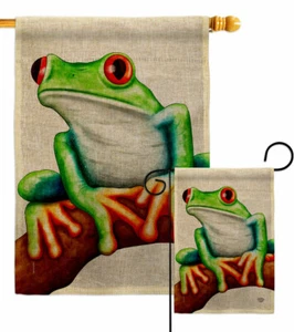 Árbol Rana Arpillera Jardín Bandera Animales Critter Pequeño Regalo Patio Casa Banner - Imagen 1 de 19