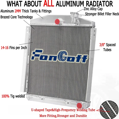 4 Rows Aluminum Radiator For 1948-1954 Chevy/GMC Truck 3100 3600 3800 3900 3.8L - Image 1 of 4