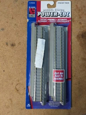 Life-Like HO  Straight Track Nickel Silver Power-Loc Track Gray 21332 4 Piec - Image 1 of 4