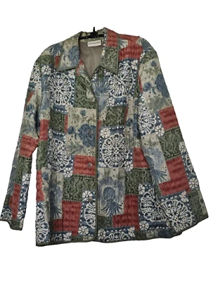 Chaqueta Alfred Dunner Talla 14 100% Seda Acolchada Verde Multi Formal Para Mujer Forrada Foto 1 de 4