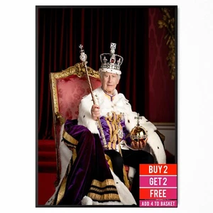 King Charles III Portrait In Full Regalia Royal Family Photo Collectable Poster - Picture 1 of 10