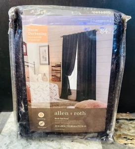 allen+roth 84-in Coal Room Darkening Thermal Lined Back Tab Single Curtain Panel - Picture 1 of 3