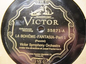 1926 Credenza Record La Boheme FANTASIA Victor Symphony Orch Pasternack 35871 , - Picture 1 of 2