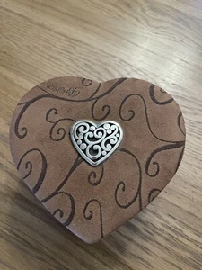 Brighton Fill Your Heart Brown Faux Suede Heart Shaped Jewelry Box 3-Tier New - Picture 1 of 3