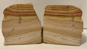Stunning Polychrome Banded Chert Bookends Rough w Manganese Dendrites - 16.5 lbs - Picture 1 of 9