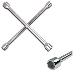 4 Way Lug Wrench 14" Universal Auto Tire Care Matte Heavy Duty 6 Point Socket US - Picture 1 of 8