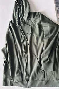 Terra & Sky Women's Plus Size Fleece Zip Up Hoodie Dark Aloe Green 3XL 24-26 - Picture 1 of 4