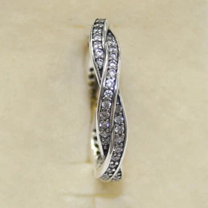 New Authentic Pandora Ring Twist Of Fate 190892CZ Multiple Size W Hinged Box - Picture 1 of 4